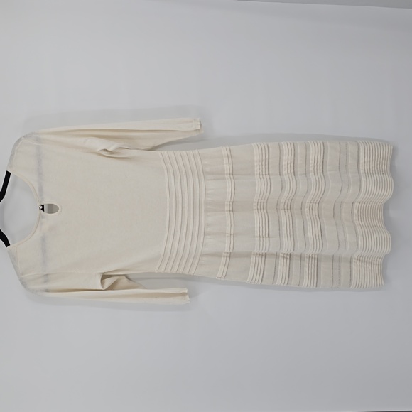 Sundance Sculptured Delight Sweater Dress Medium Winter White Cotton Silk Size M - Picture 4 of 8